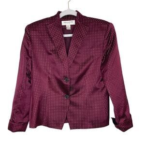 Jones New York Silk Maroon Wine Color Blazer Size 12P